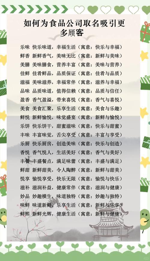 好聽時(shí)尚食品公司起名