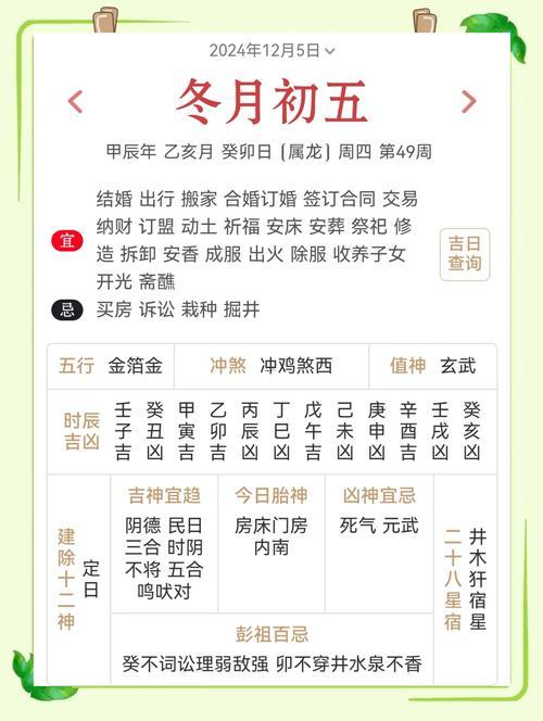 12月份黃道吉日2026